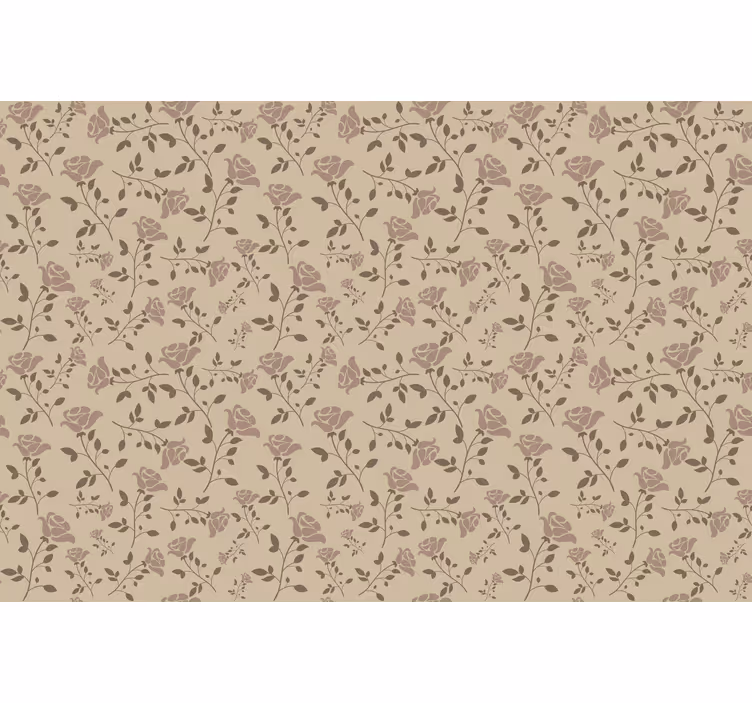 Cortina roller beige con patrón de rosas vintage marrón - TenVinilo