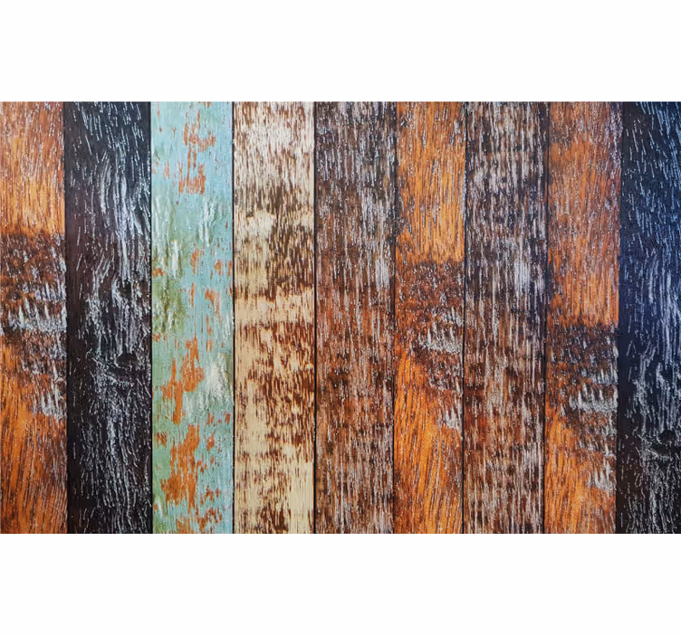 Cortina roller baño baldosas de madera - TenVinilo
