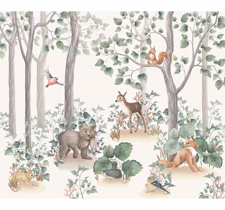 Cortina roller para bebé animales en el bosque - TenVinilo