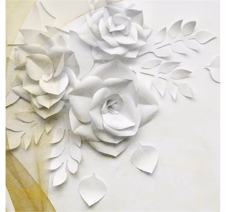 Cortina roller baño flores doradas y blancas - TenVinilo