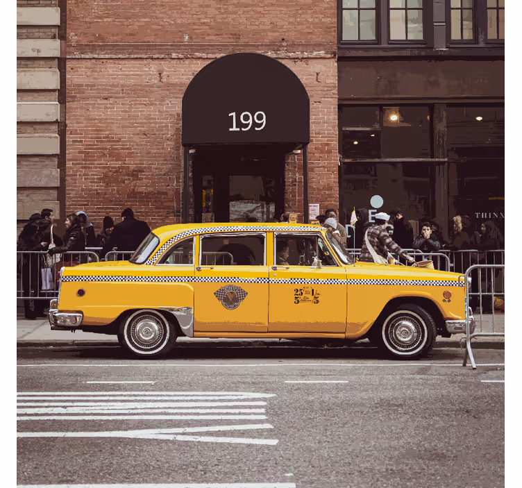 Cortina roller oficina ilustración de taxis amarillos - TenVinilo