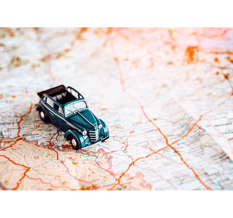 Cortina roller mapamundi coche vintage en mapa mundial - TenVinilo
