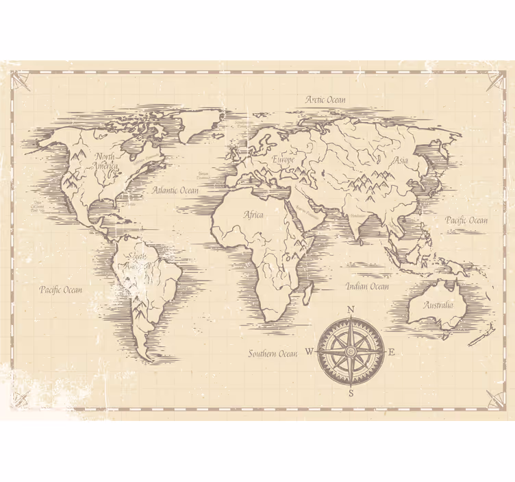 Cortina roller mapamundi mapa mundial vintage - TenVinilo