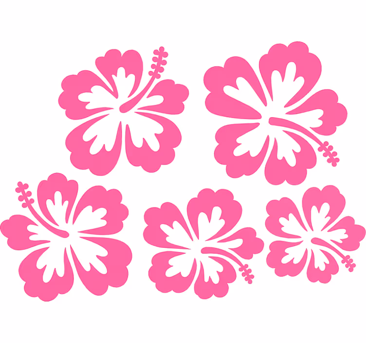 Cortina roller floral silueta de flores hibisco rosa - TenVinilo