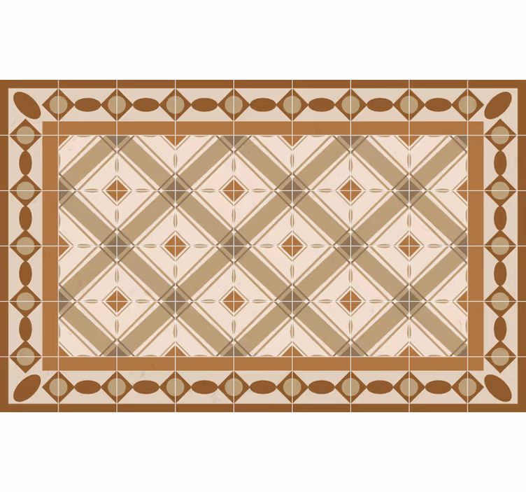 Cortina roller marrón alfombra vinílica azulejos - TenVinilo