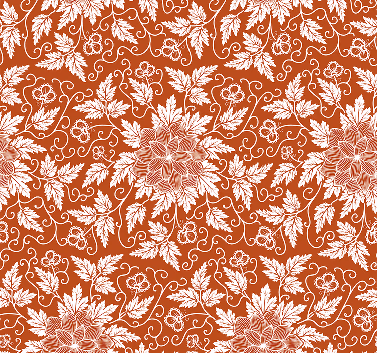 Cortina roller naranja azulejo paisley floral - TenVinilo