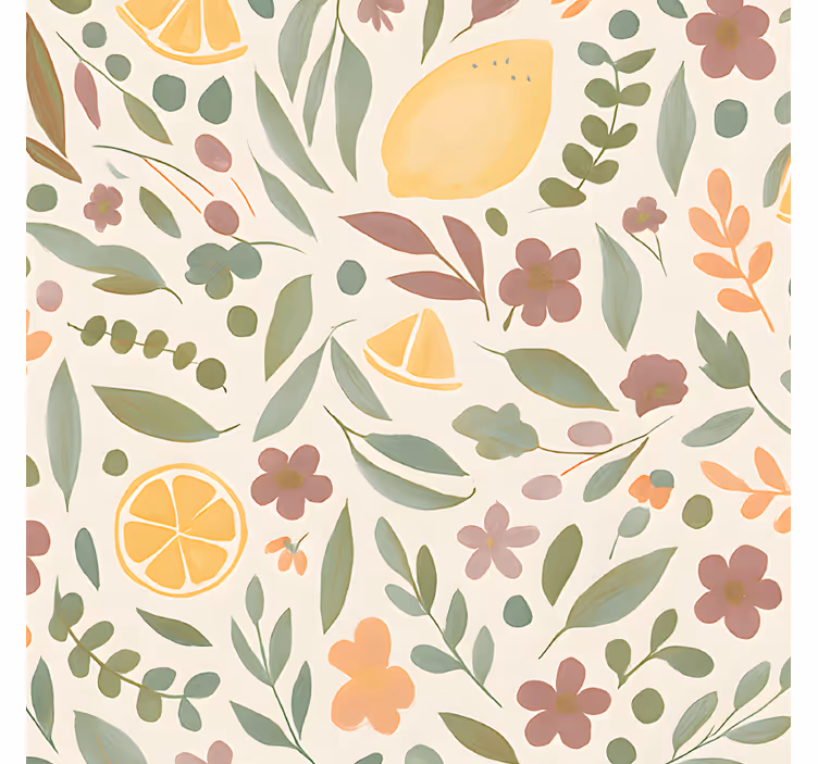 Cortina roller exterior diseño floral de limones - TenVinilo