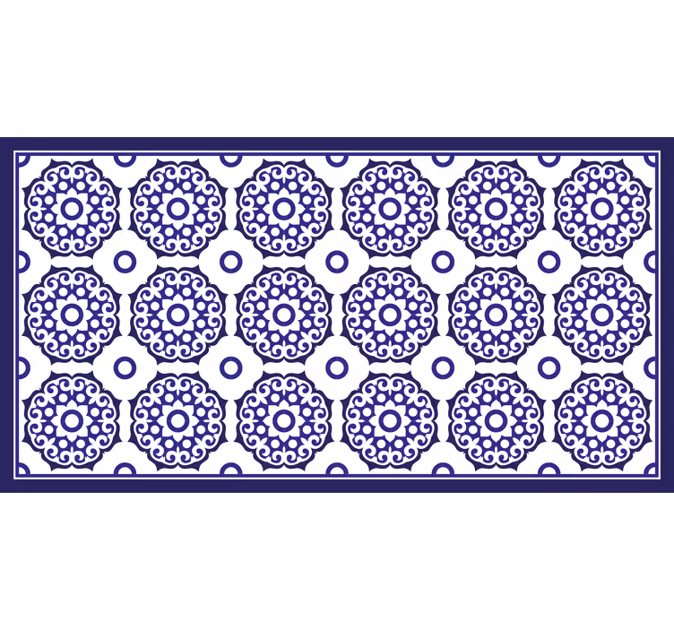 Cortina roller baño patrón de flores clásicas azul claro - TenVinilo