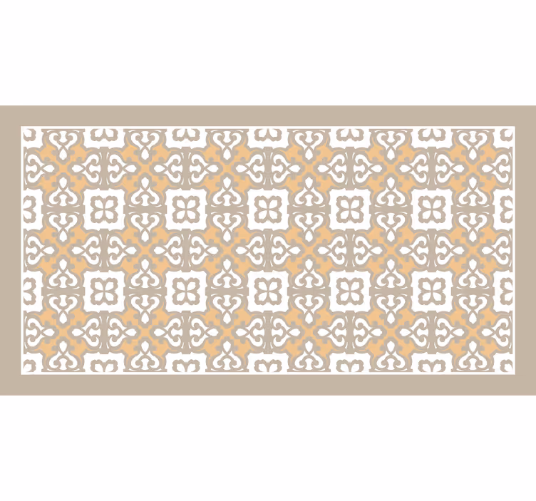 Cortina roller baño patrón floral vintage beige y gris - TenVinilo