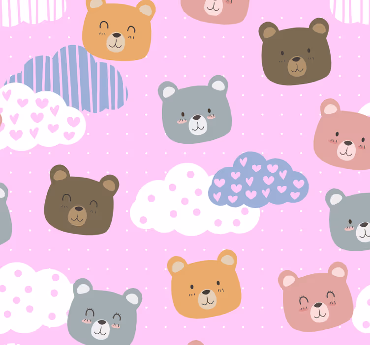 Cortina roller para bebé oso minimalista fondo rosa - TenVinilo