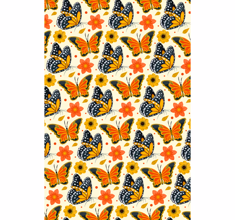 Cortina roller mariposas patrón floral de mariposas - TenVinilo