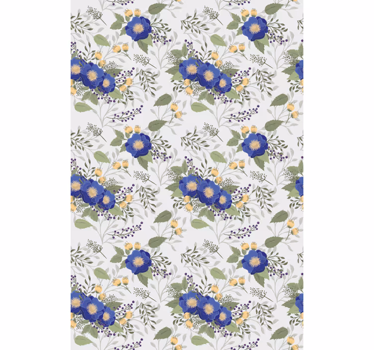 Estor estampado floral de tonos azules - TenVinilo