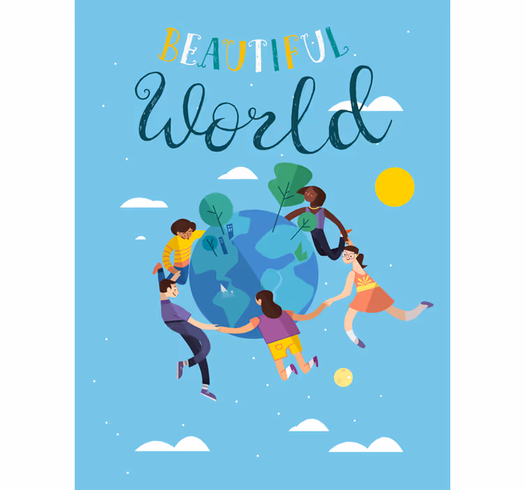 Cortina roller mapamundi ilustración de globo armonioso - TenVinilo
