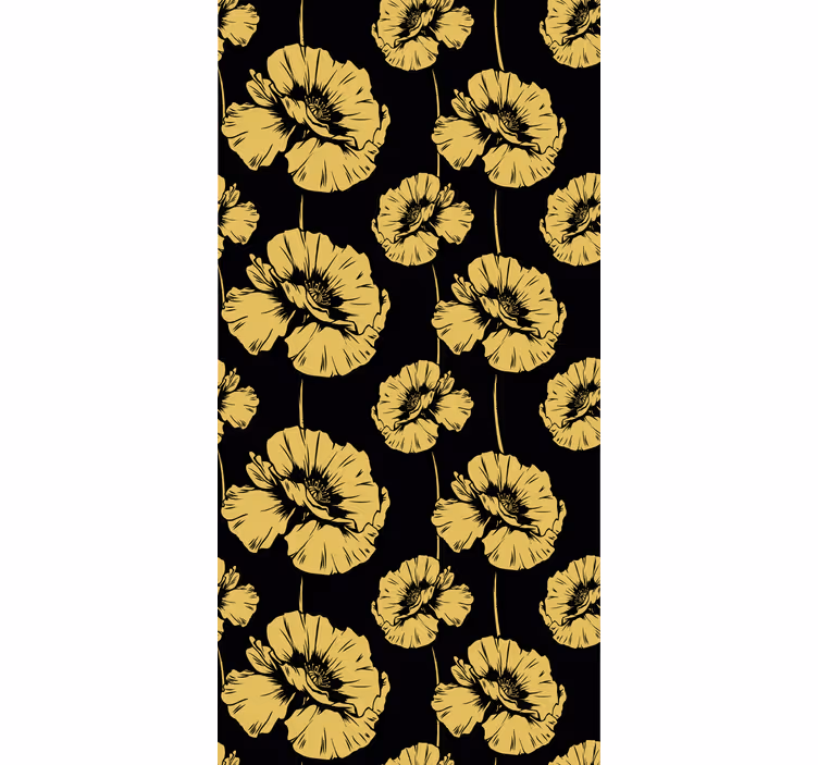 Cortina roller floral diseño amarillo y negro - TenVinilo