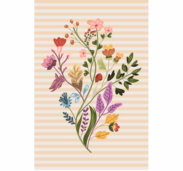 Estor floral Ramo de flores dibujado - TenVinilo