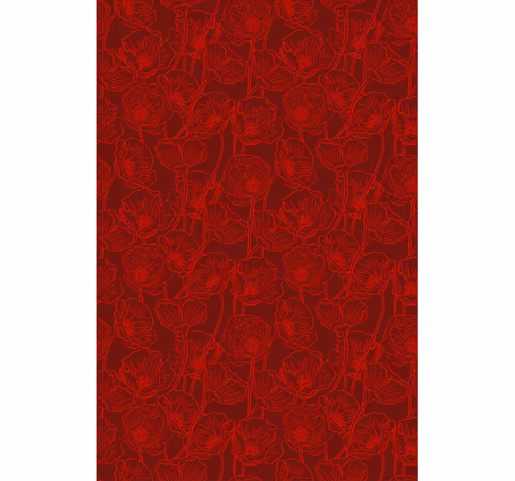 Cortina roller floral patrón rojo intrincado - TenVinilo