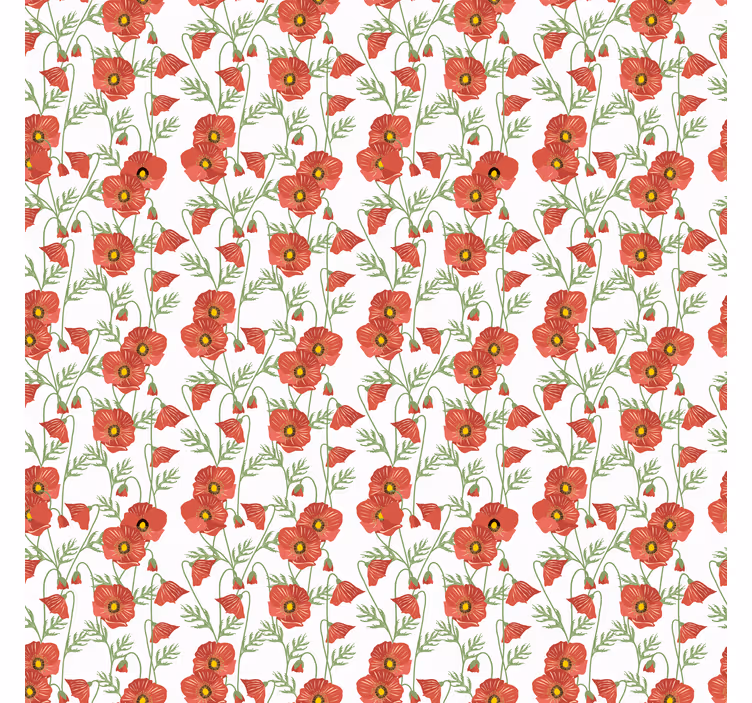 Cortina roller floral patrón de amapola roja - TenVinilo