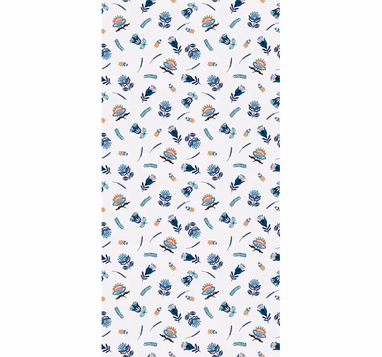 Cortina roller floral motivo de arte popular azul - TenVinilo
