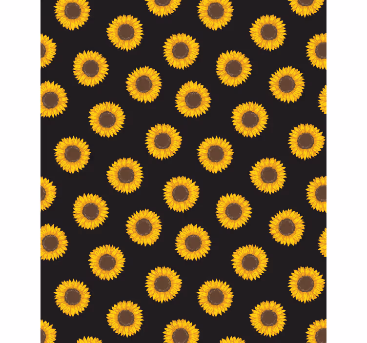 Cortina roller flores girasoles negros y amarillos - TenVinilo