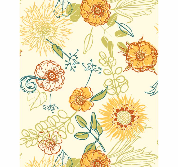 Cortina roller flores patrones florales vibrantes - TenVinilo