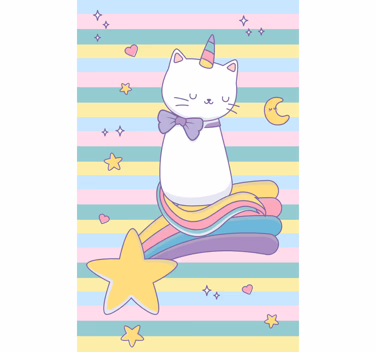 Cortina roller infantil gato unicornio mágico - TenVinilo