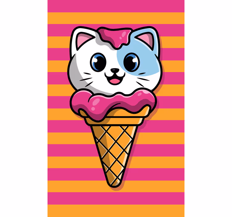 Estor infantil Lindo gato en helado - TenVinilo