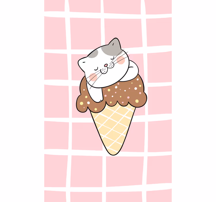 Cortina roller animales gato en cono de helado - TenVinilo