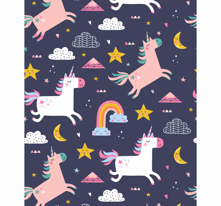 Cortina roller infantil unicornios y estrellas - TenVinilo