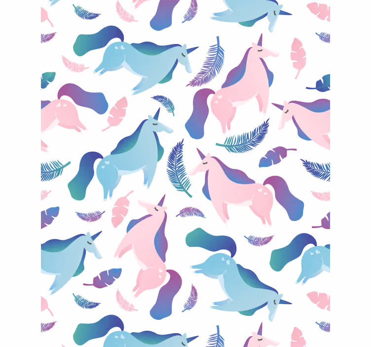 Cortina roller infantil unicornios y plumas - TenVinilo