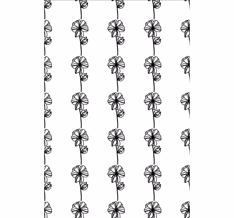 Cortina roller floral flores verticales negras - TenVinilo