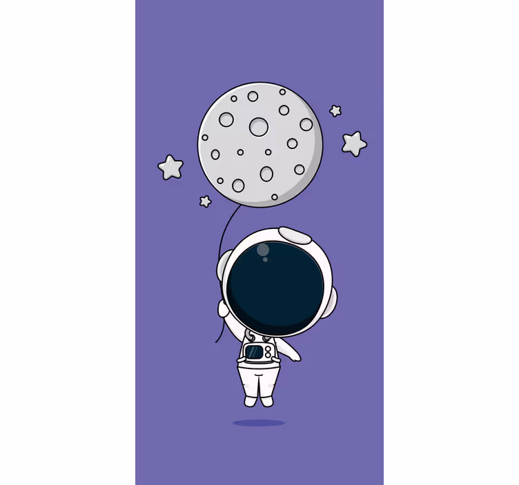 Estor dibujos Astronauta blanco y negro con un globo lunar. - TenVinilo