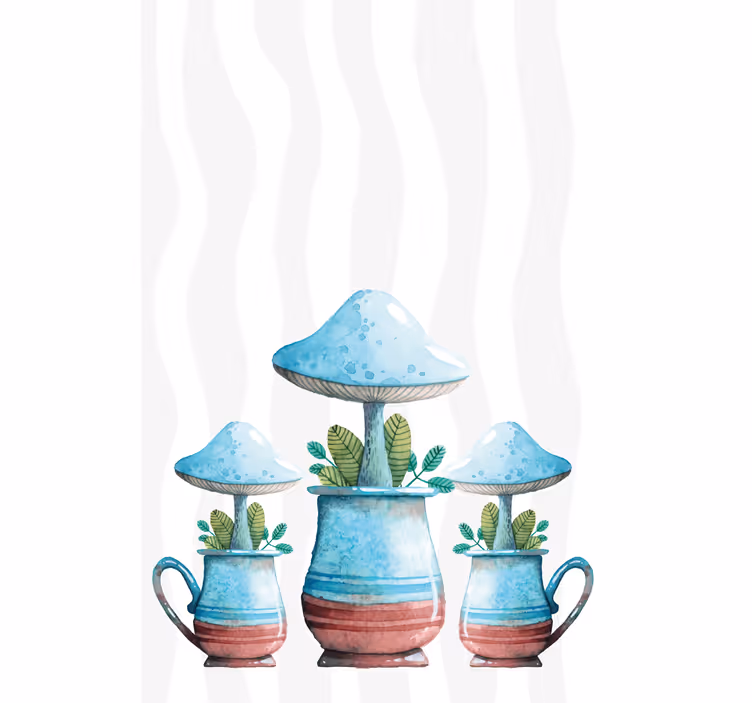Estor cocina Lindo diseño de setas en taza - TenVinilo