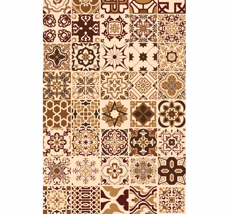 Cortina roller azulejos geométricos beige - TenVinilo
