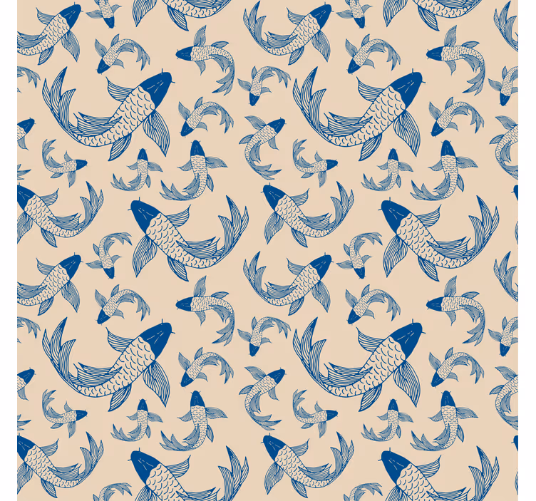 Estor salón Pez koi beige y azul - TenVinilo