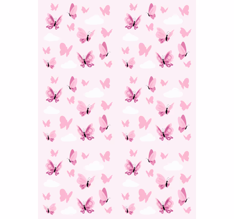 Estor infantil Mariposas voladoras minimalistas sobre fondo rosa - TenVinilo
