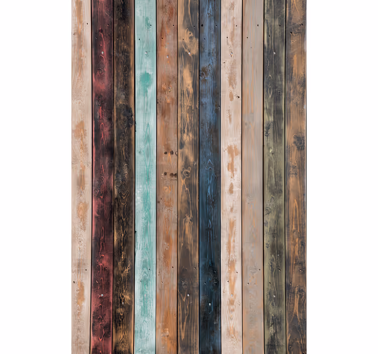 Cortina roller textura tablones de madera rústicos coloridos - TenVinilo