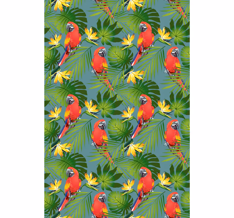 Cortina roller animales loros tropicales y hojas - TenVinilo