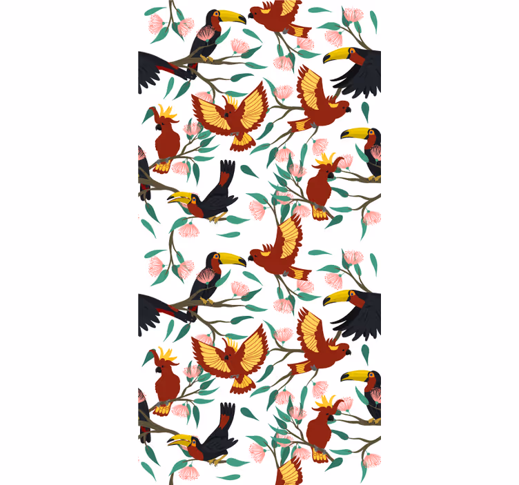 Cortina roller animales patrones de aves tropicales - TenVinilo