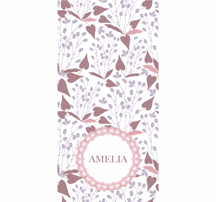 Cortina roller flores motivo floral con nombre personalizado - TenVinilo