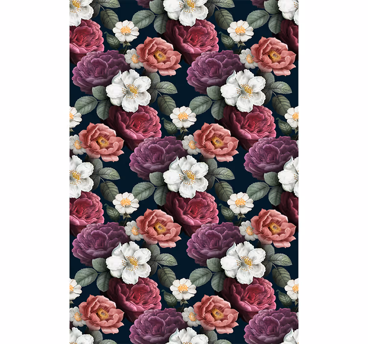 Estor floral Patrón de pétalos de flor blanca - TenVinilo