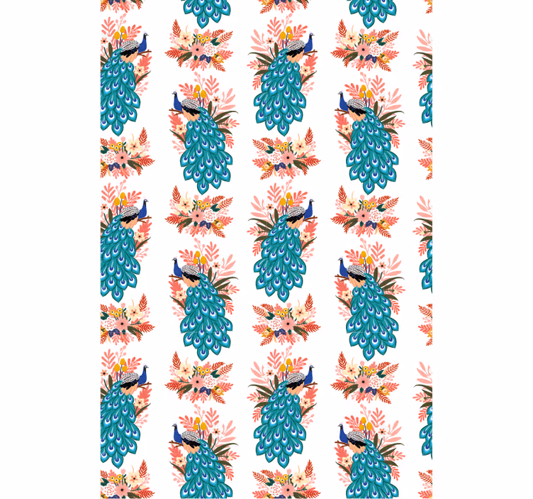 Cortina roller flores pavo reales entre flores - TenVinilo