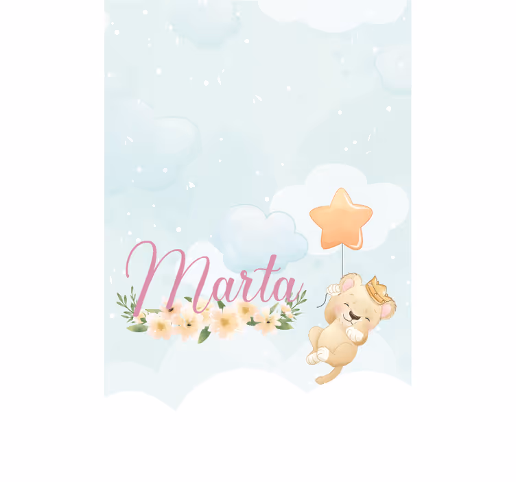 Cortina roller para bebé bby león con estrella y nombre - TenVinilo