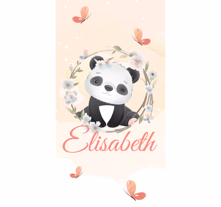 Cortina roller infantil bebé panda con nombre - TenVinilo