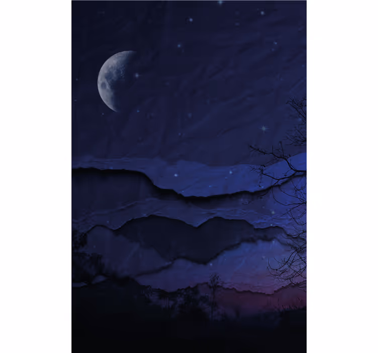 Estor habitación matrimonio Paisaje nocturno original con luna - TenVinilo