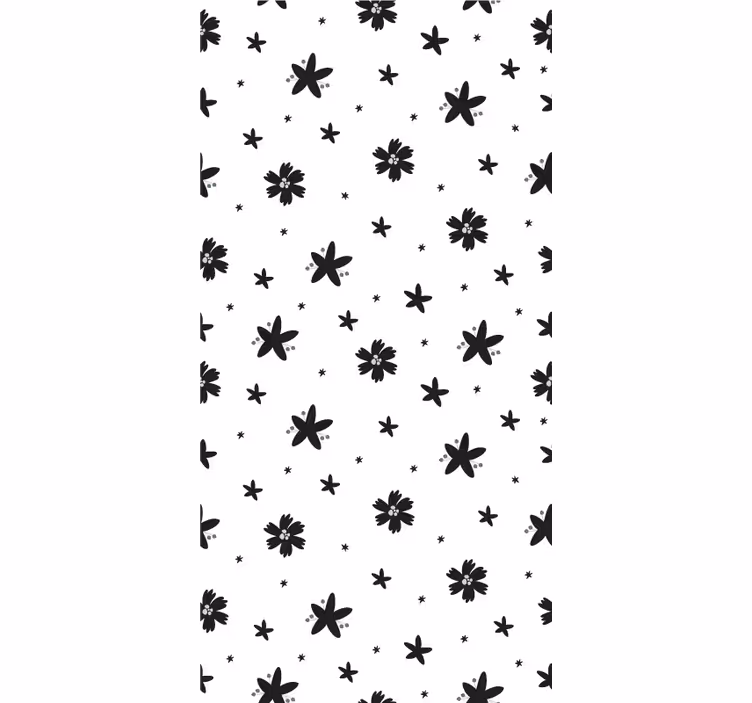 Cortina roller floral diseño en blanco y negro - TenVinilo