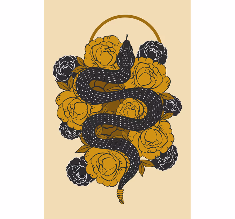 Cortina roller animales serpiente entre flores - TenVinilo