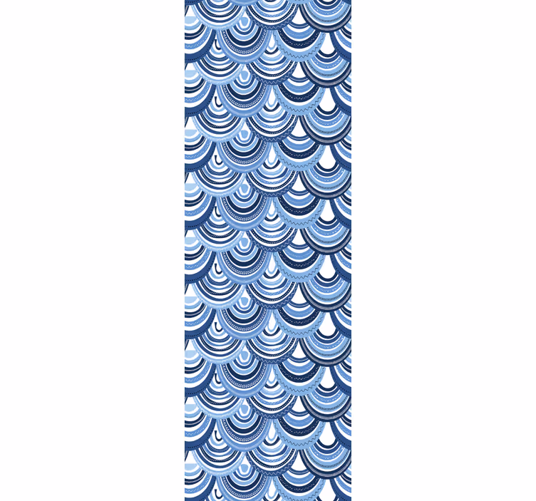 Cortina roller textura patrones de ondas azules - TenVinilo
