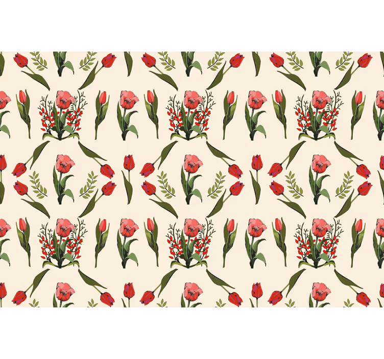 Estor flores Primavera con tulipanes rojos - TenVinilo