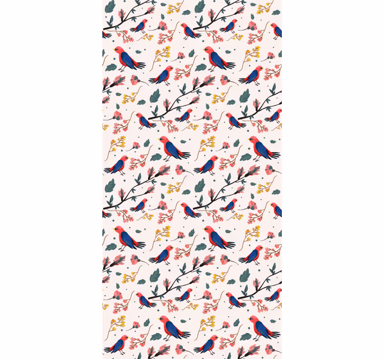 Cortina roller flores patrones de aves vibrantes - TenVinilo