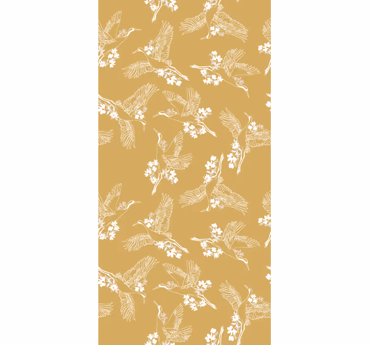 Cortina roller flores elegante tema aviar - TenVinilo